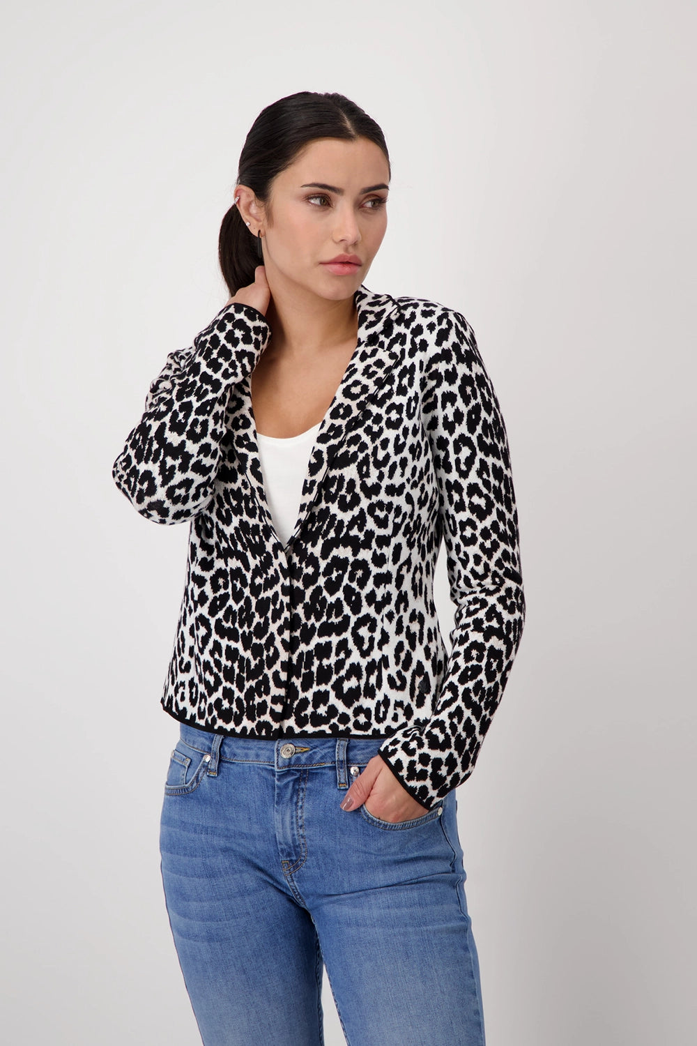 Monari Animal Print Knitted Jacket 408489