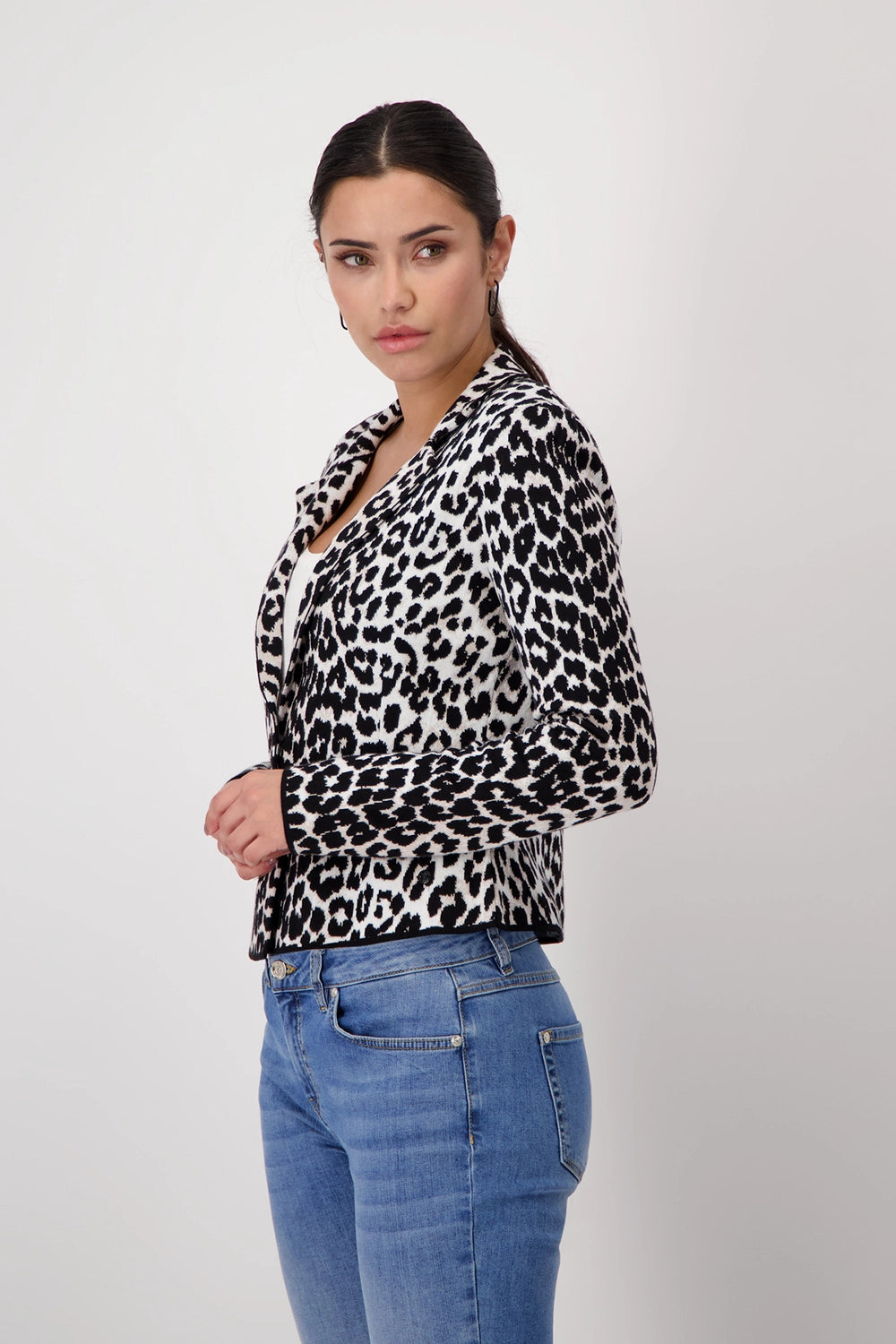 Monari Animal Print Knitted Jacket 408489