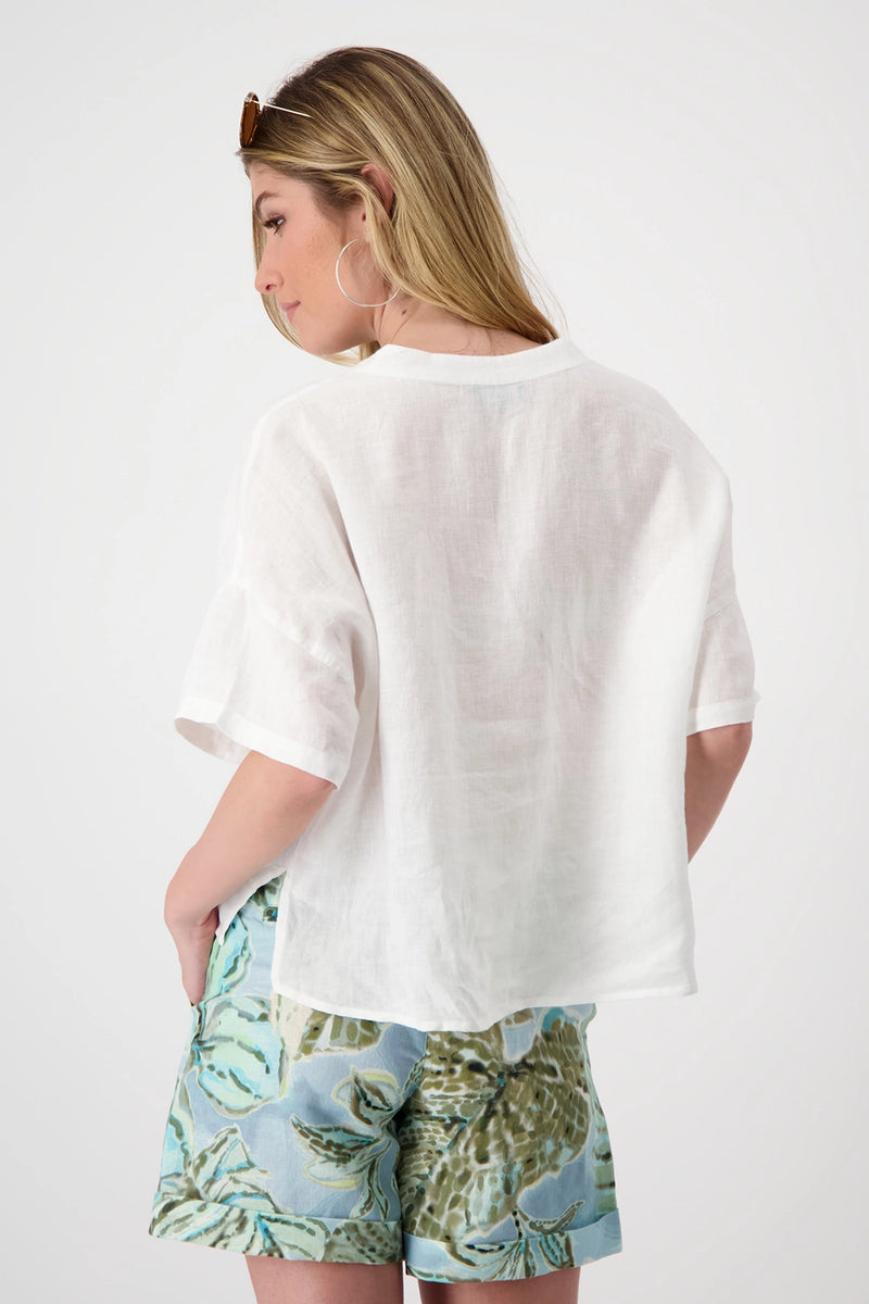 Monari Oversized Linen Blouse in White M408567