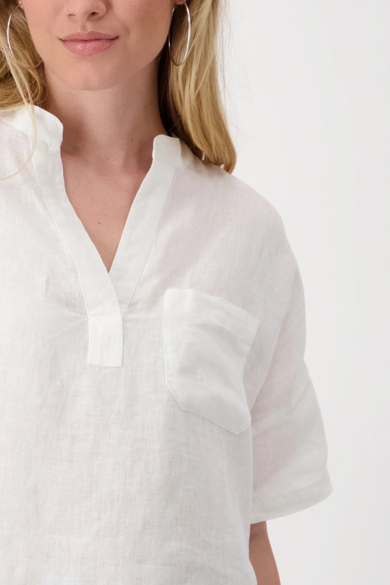 Monari Oversized Linen Blouse in White M408567