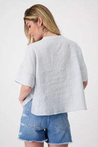 Monari Oversized Linen Blouse in Sky M408567