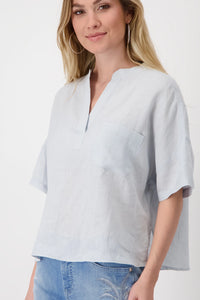 Monari Oversized Linen Blouse in Sky M408567