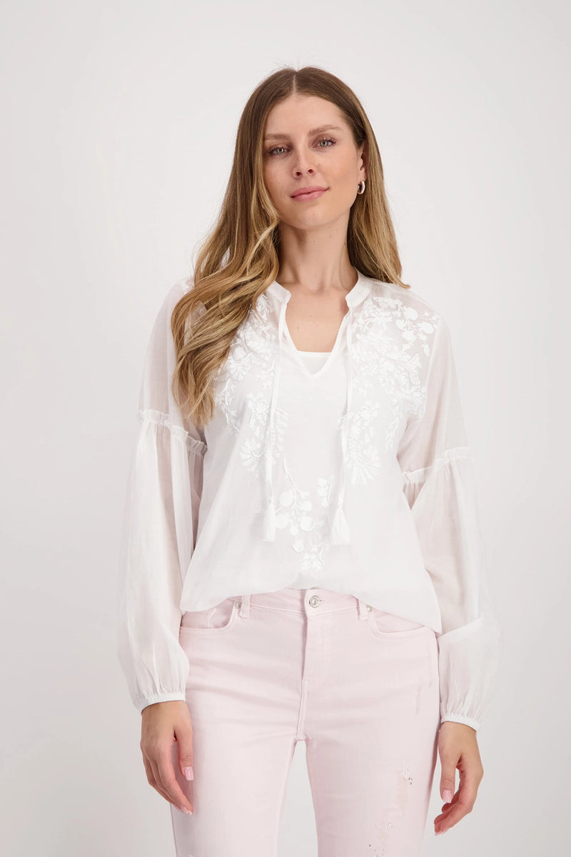 Monari Printed Blouse in White M408643