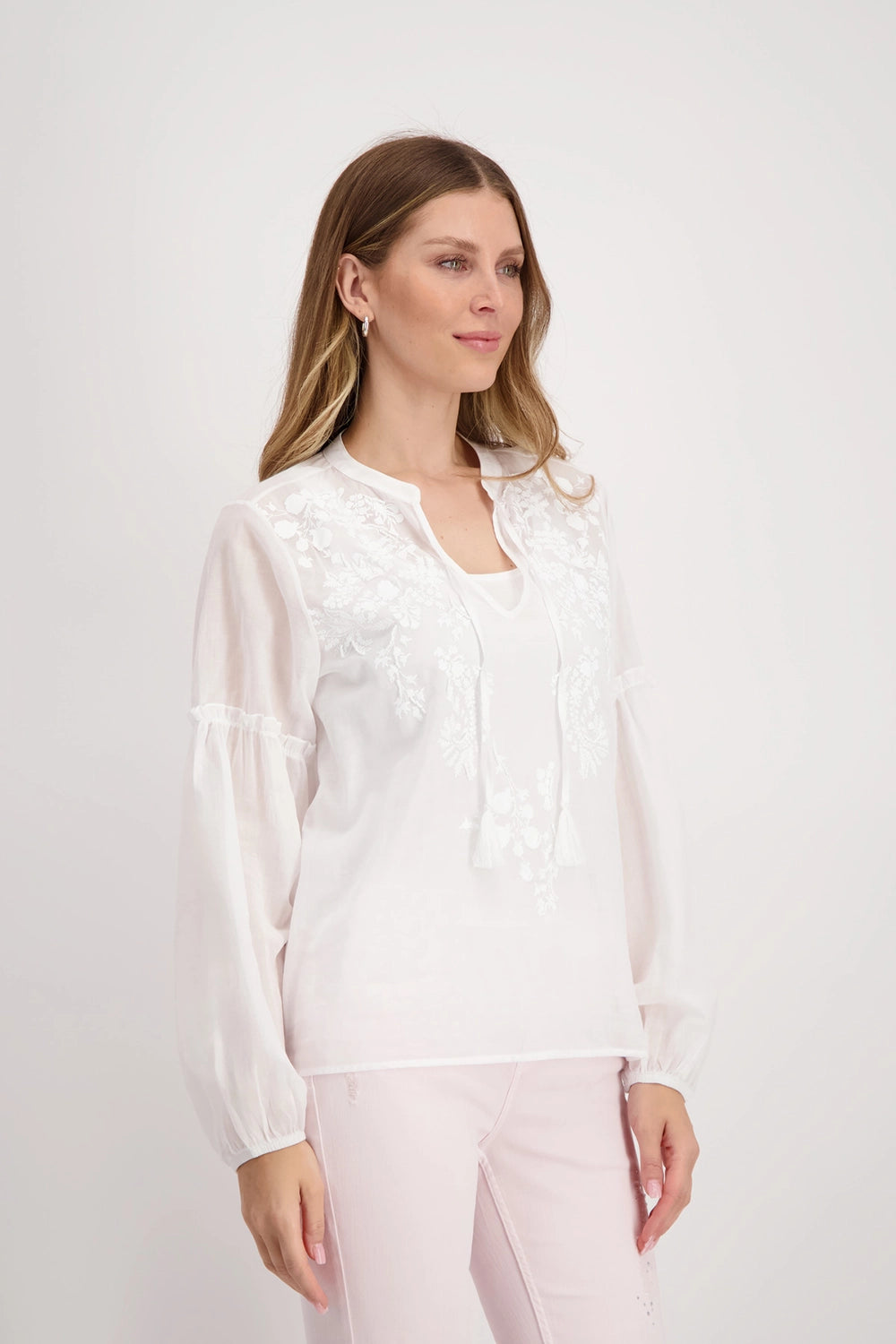 Monari Printed Blouse in White M408643