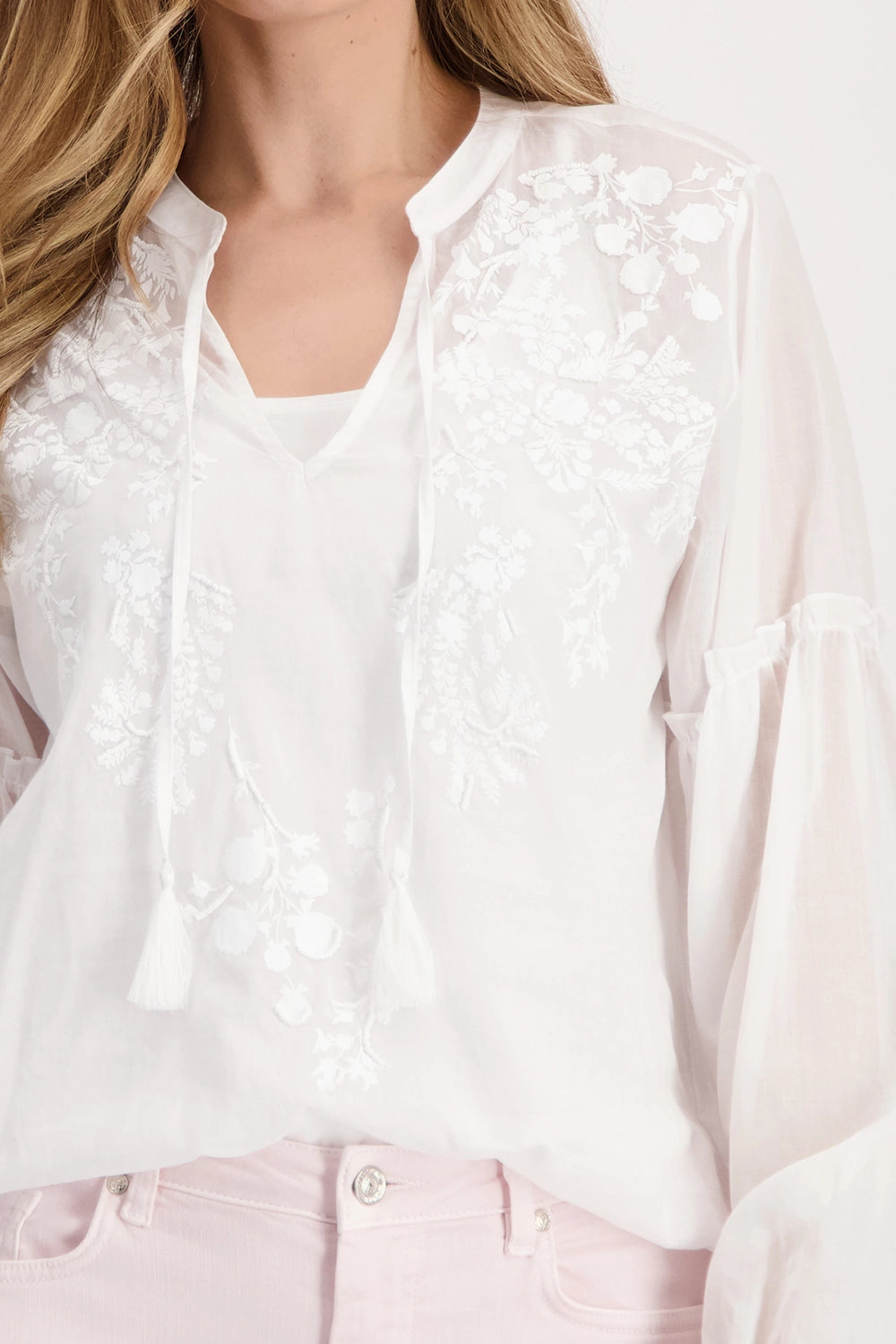 Monari Printed Blouse in White M408643