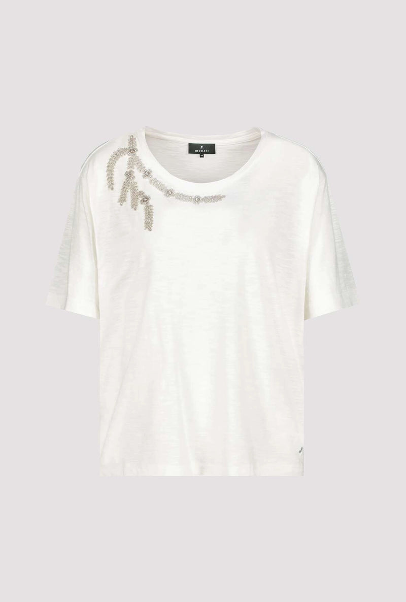 Monari Round Neck T Shirt with Embellishment M408663