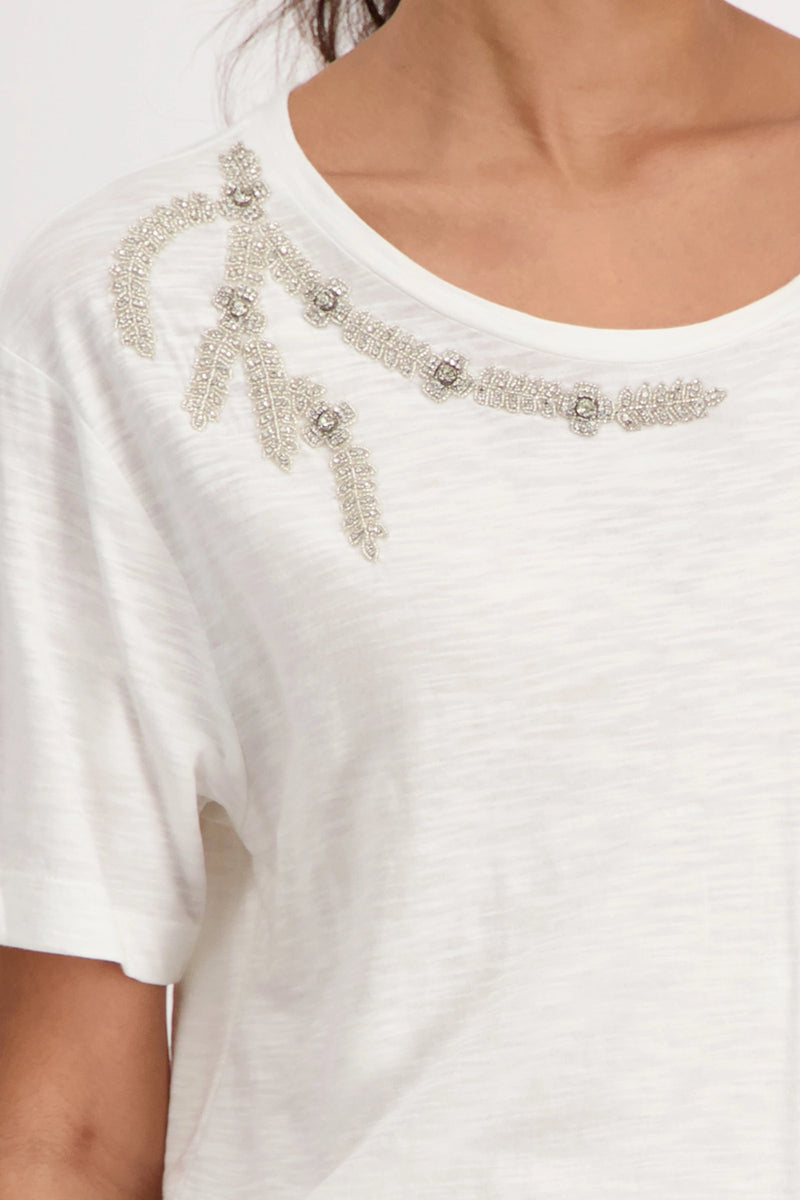 Monari Round Neck T Shirt with Embellishment M408663