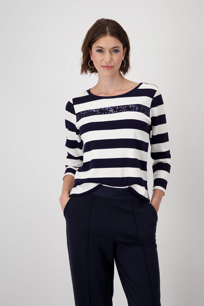 Monari Striped Sweatshirt with Sequins 409136