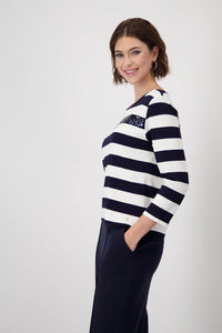 Monari Striped Sweatshirt with Sequins 409136
