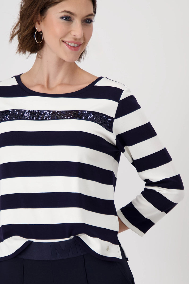 Monari Striped Sweatshirt with Sequins 409136