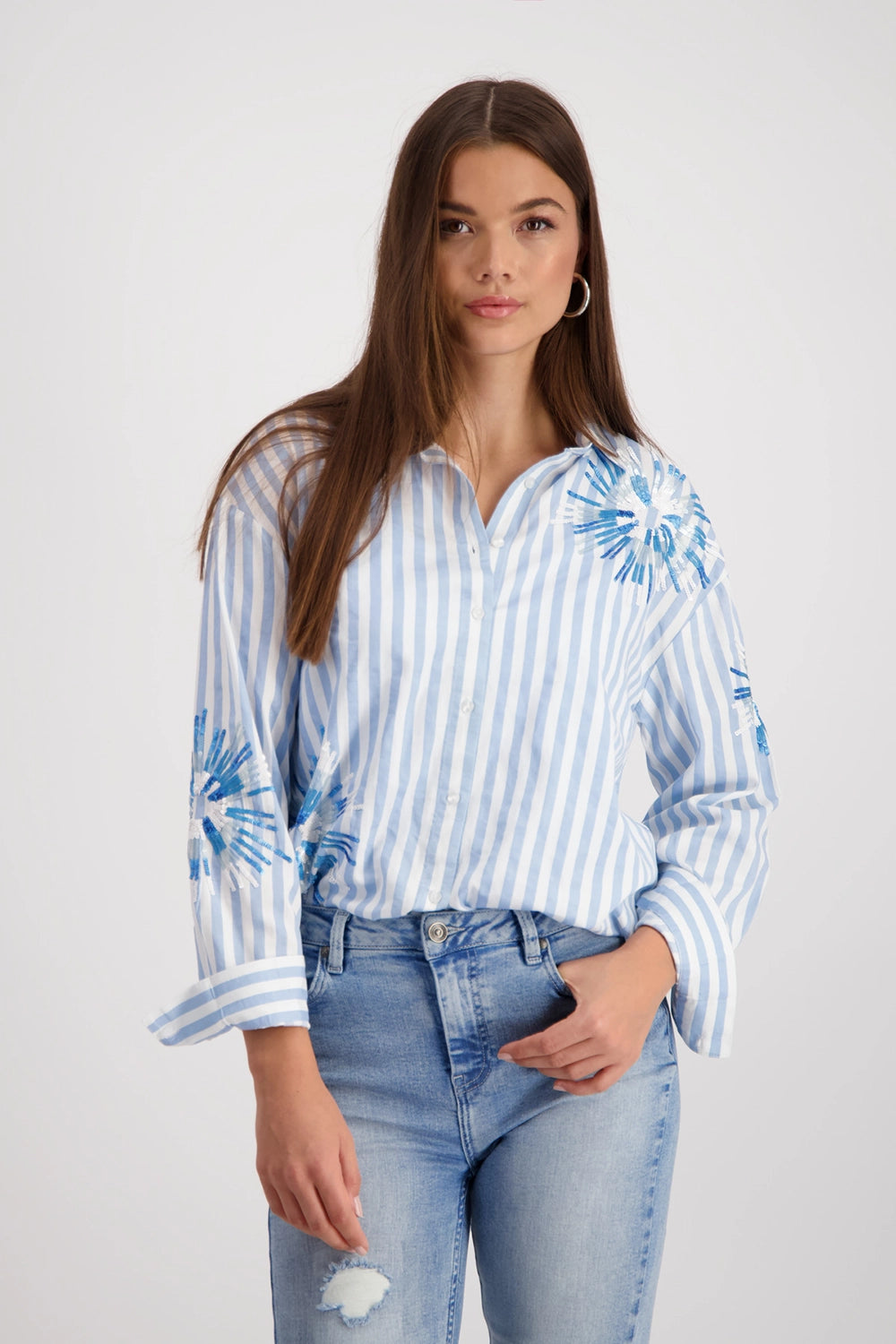 Monari Striped Blouse with Sequins 409145