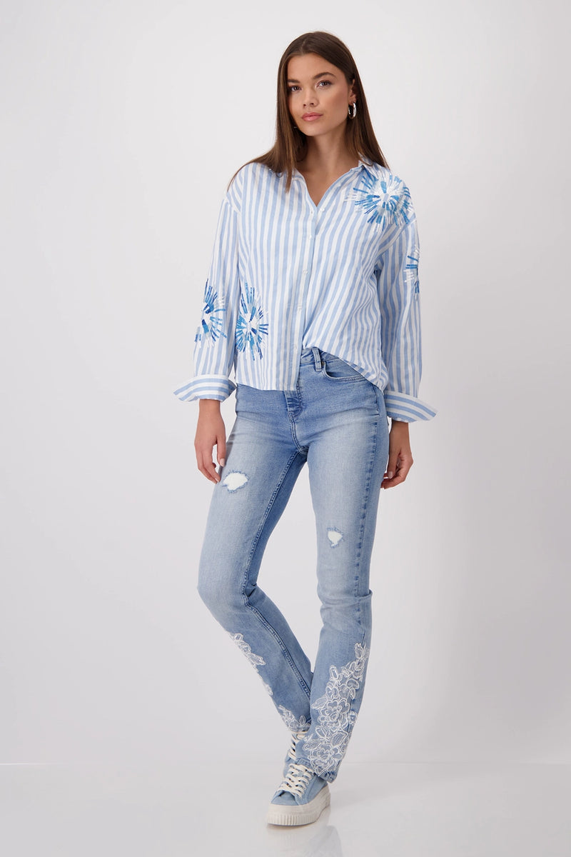 Monari Striped Blouse with Sequins 409145