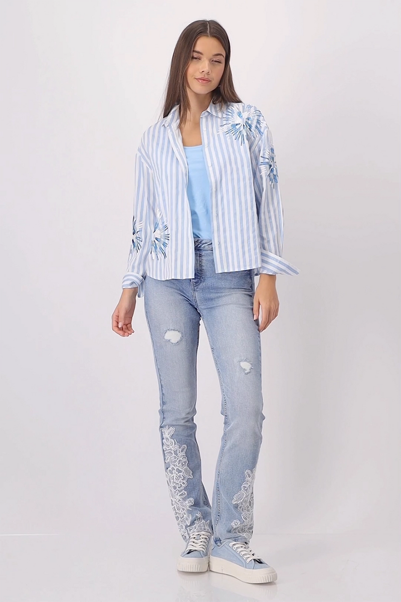 Monari Striped Blouse with Sequins 409145