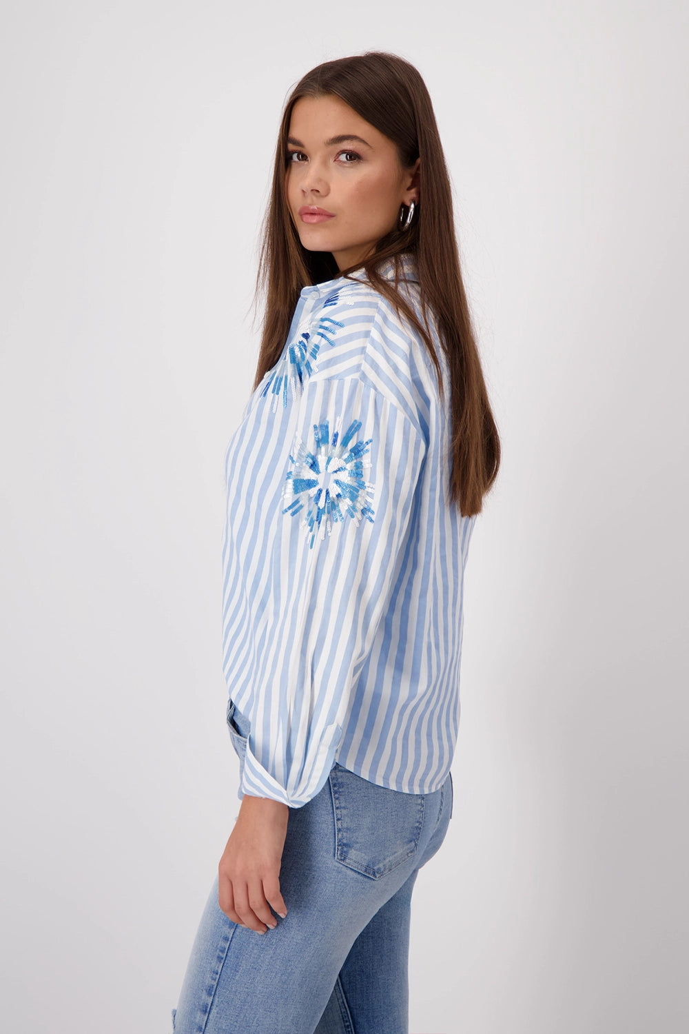 Monari Striped Blouse with Sequins 409145