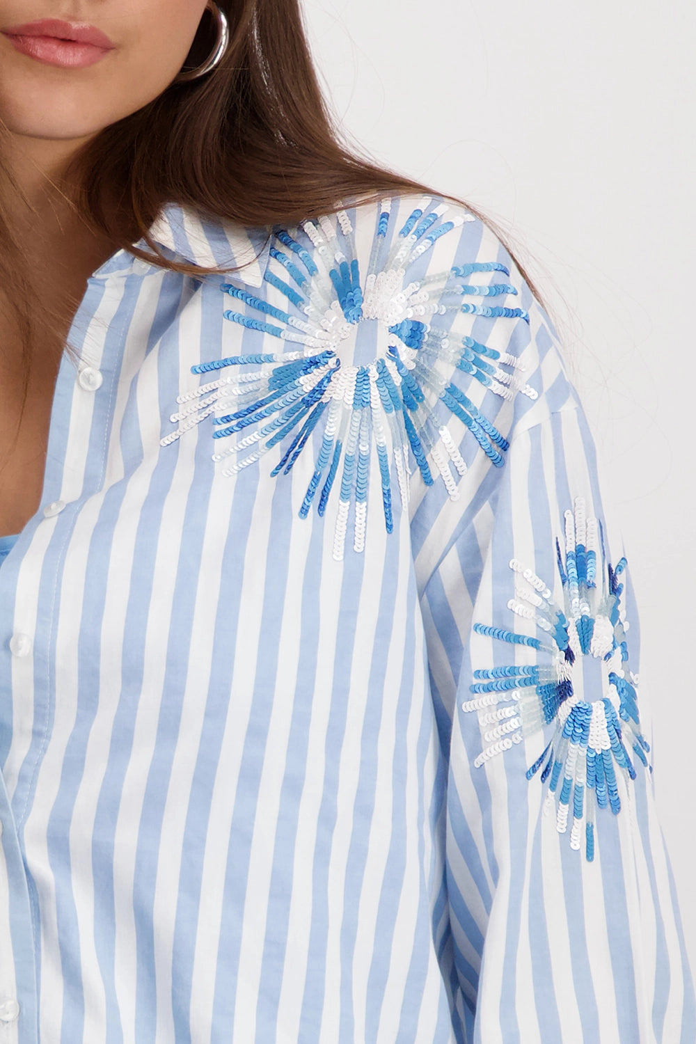 Monari Striped Blouse with Sequins 409145