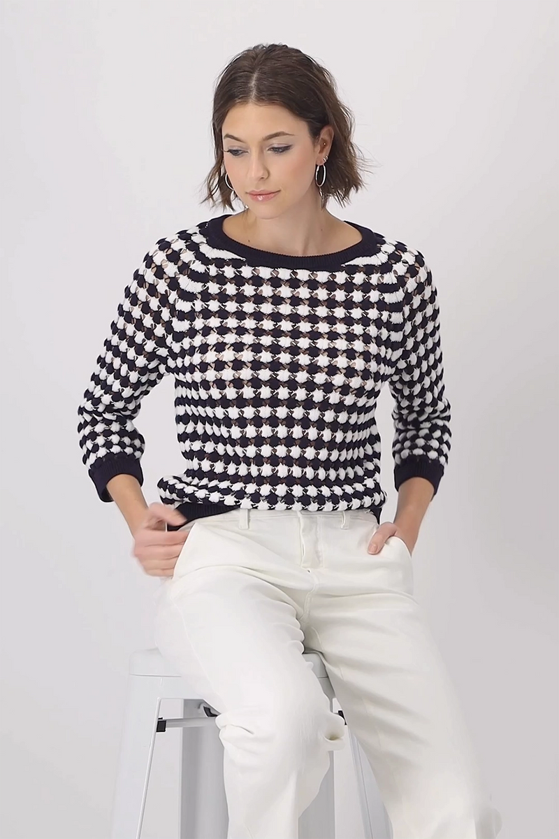 Monari Striped Ajour Jumper 409227