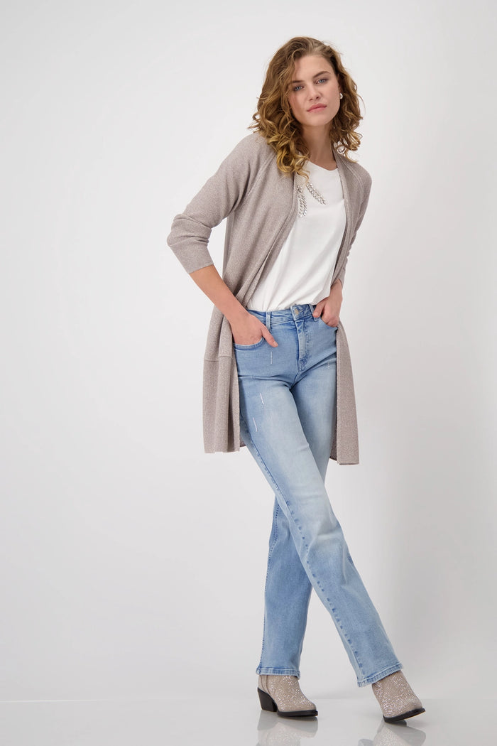 Monari Knitted open cardigan with lurex 409247