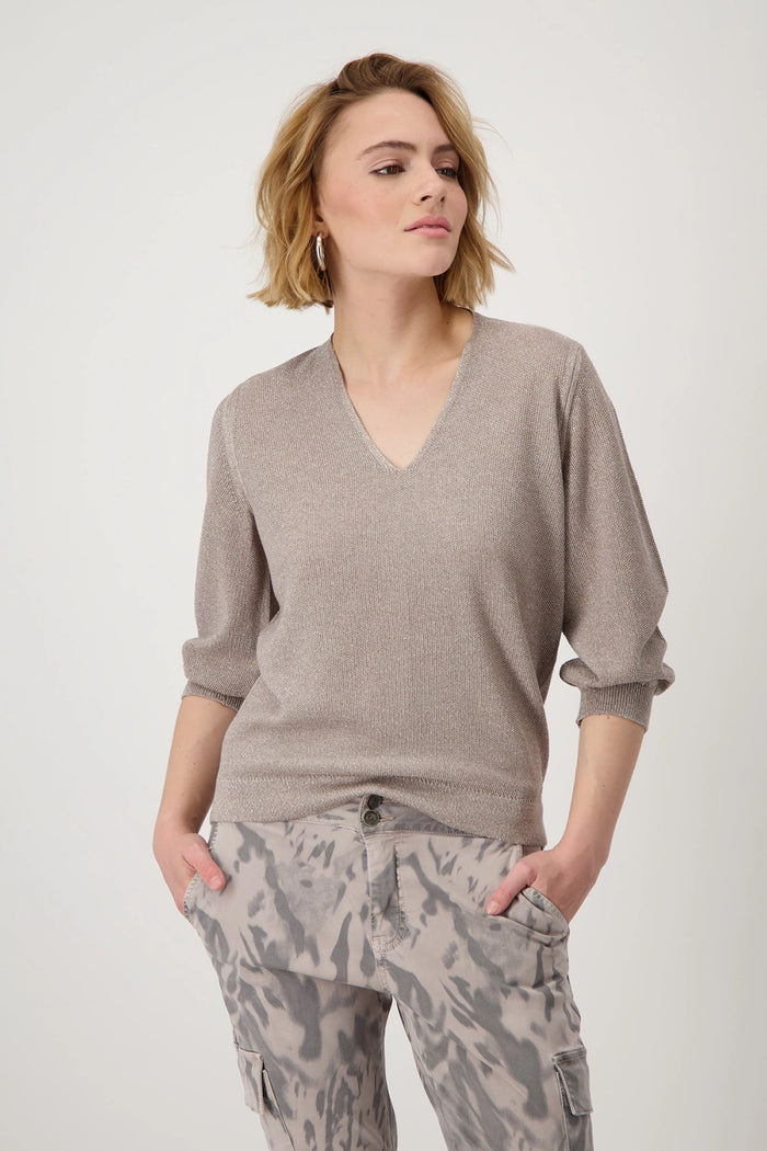 Monari Knitted Jumper with Rice Grain Pattern 409248