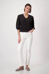 Monari Knitted Jumper with Rice Grain Pattern 409248