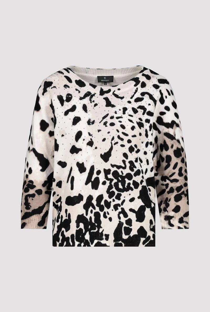 Monari Knitted Jumper with Leopard Pattern 409256