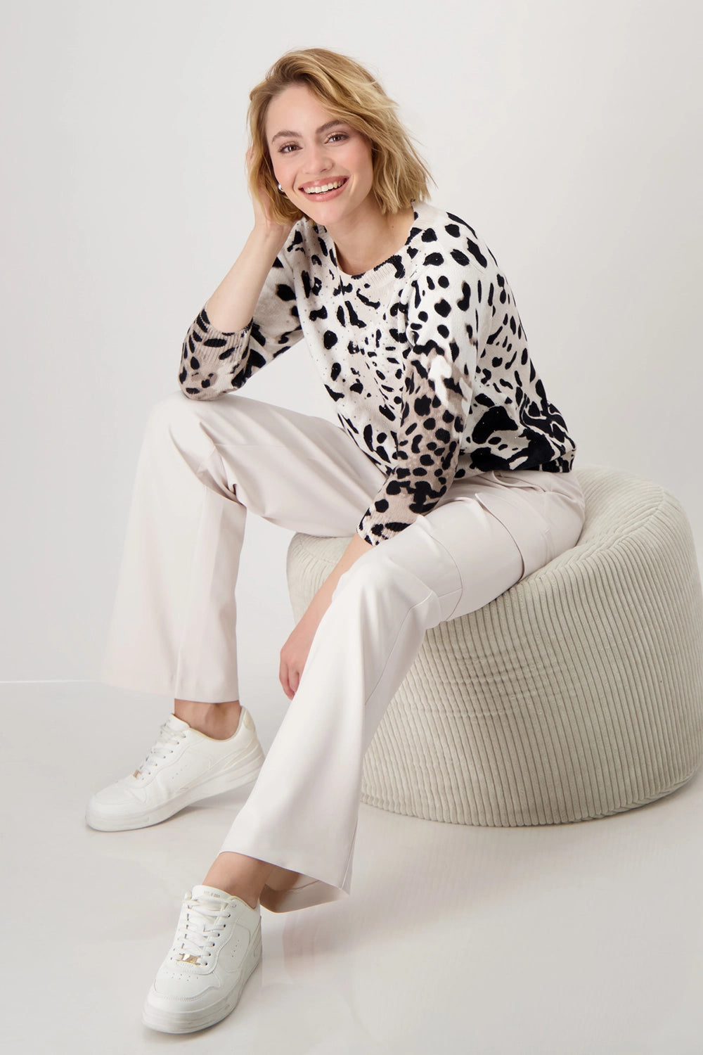 Monari Knitted Jumper with Leopard Pattern 409256