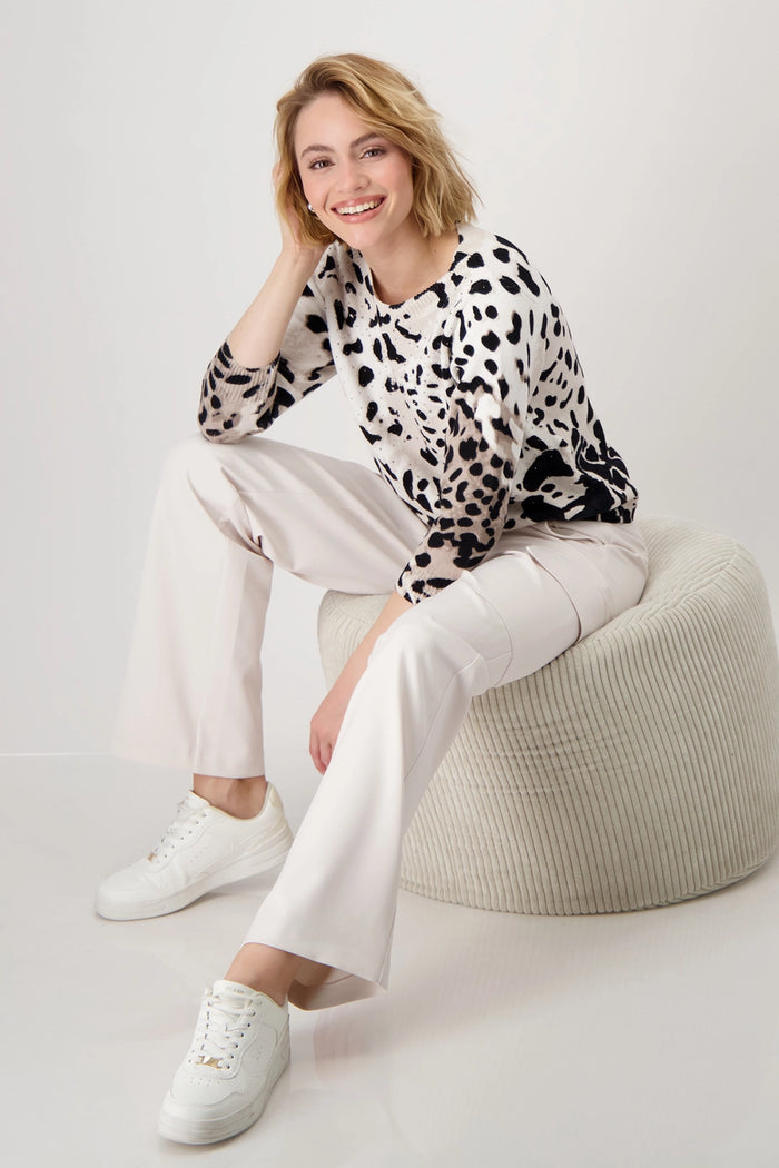 Monari Knitted Jumper with Leopard Pattern 409256
