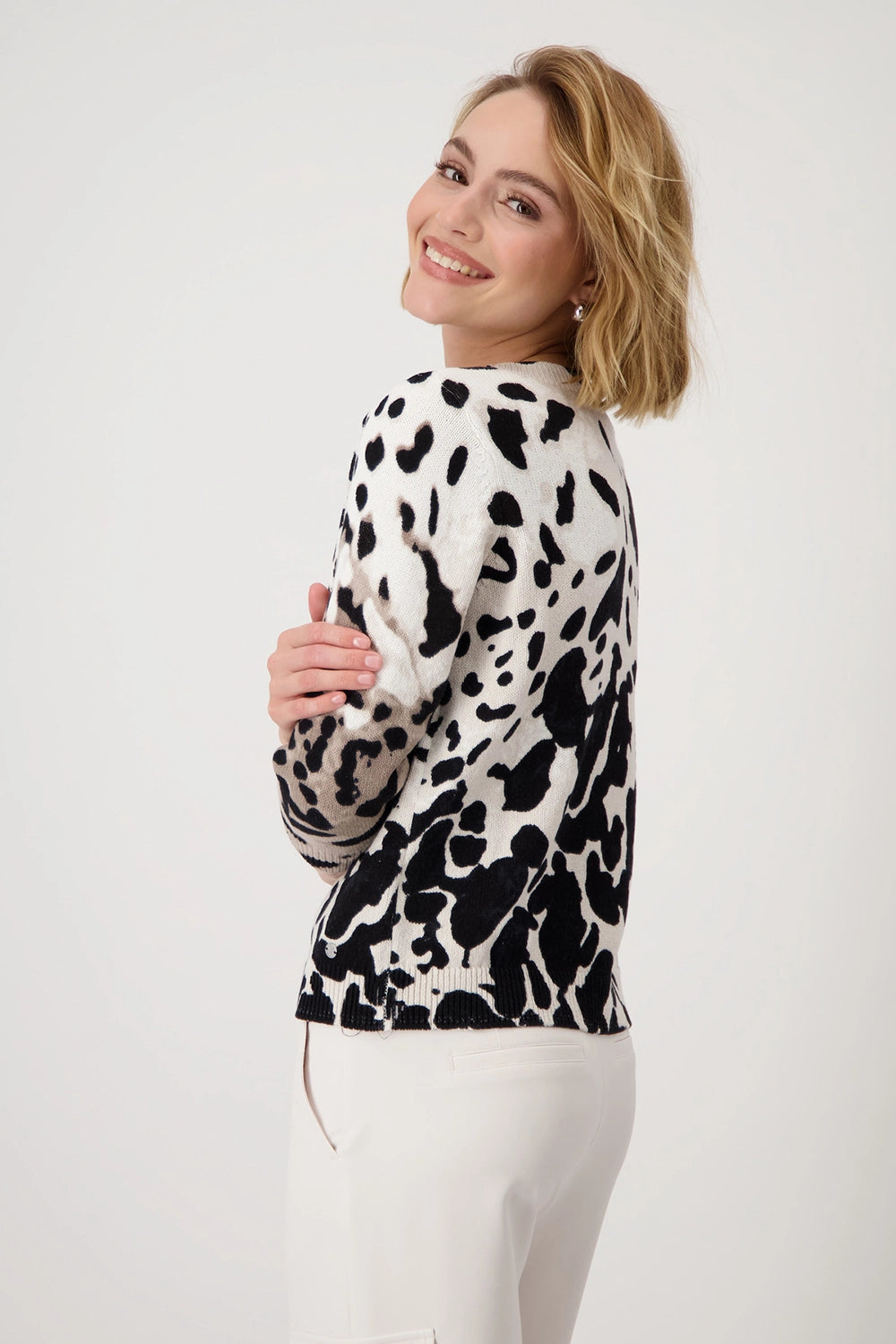 Monari Knitted Jumper with Leopard Pattern 409256