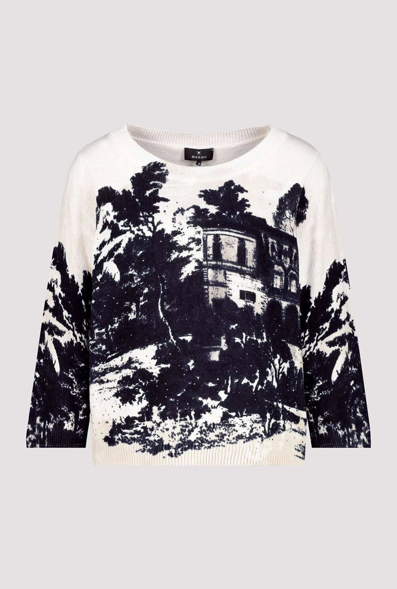 Monari Knitted Jumper with English Garden Print 409268