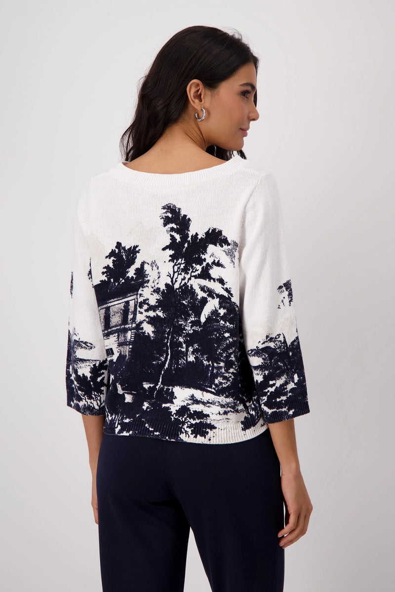 Monari Knitted Jumper with English Garden Print 409268