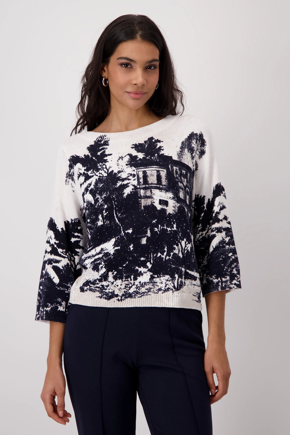 Monari Knitted Jumper with English Garden Print 409268
