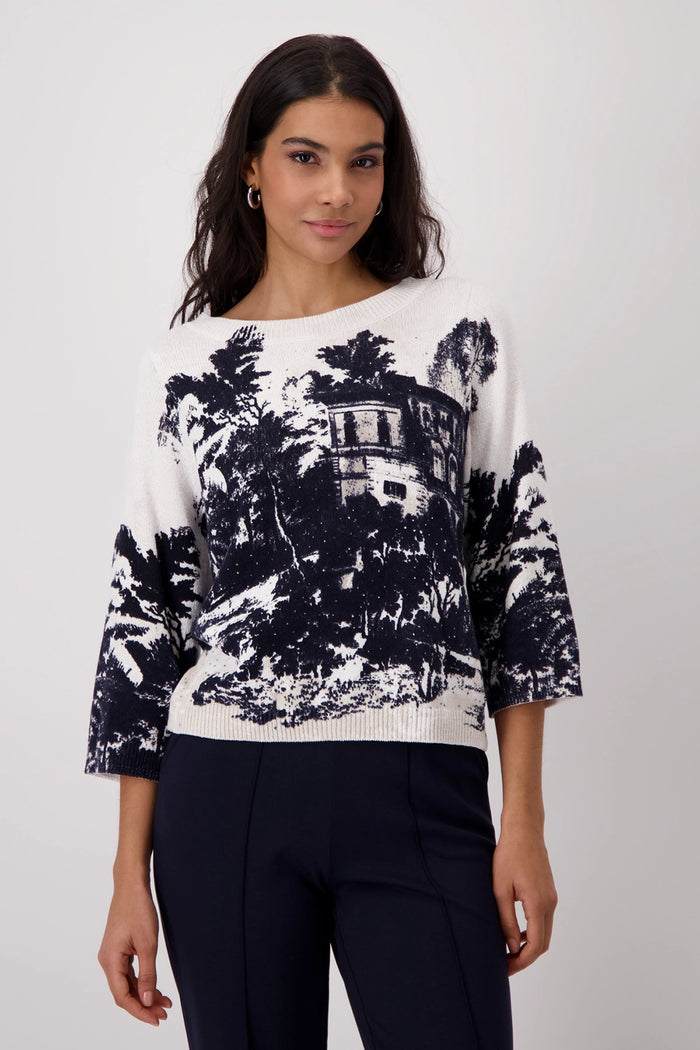 Monari Knitted Jumper with English Garden Print 409268