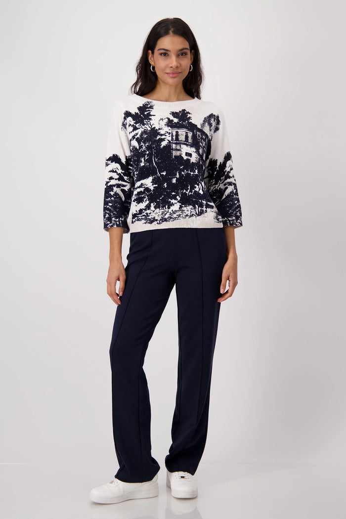 Monari Knitted Jumper with English Garden Print 409268