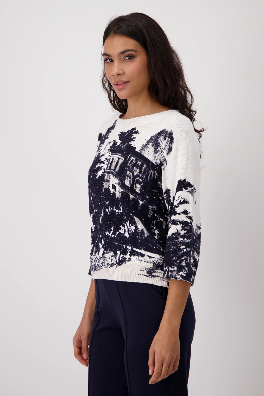 Monari Knitted Jumper with English Garden Print 409268