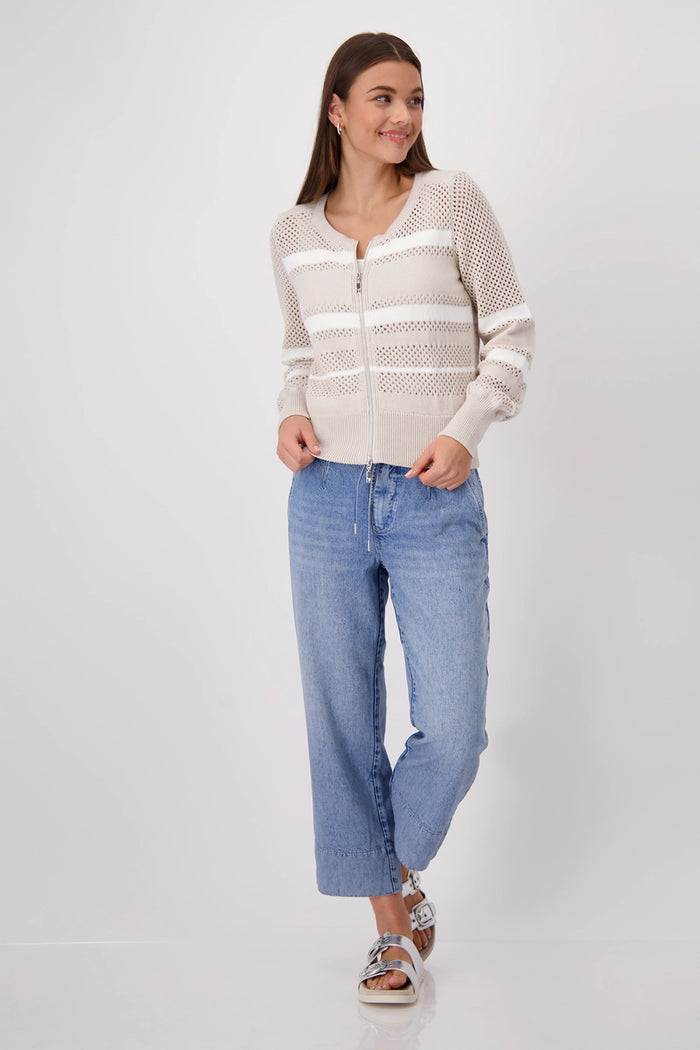 Monari Cardigan with stripes 409281