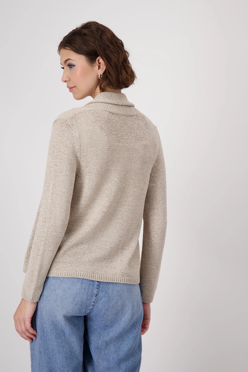 Monari Knitted open cardigan with shawl collar 409321