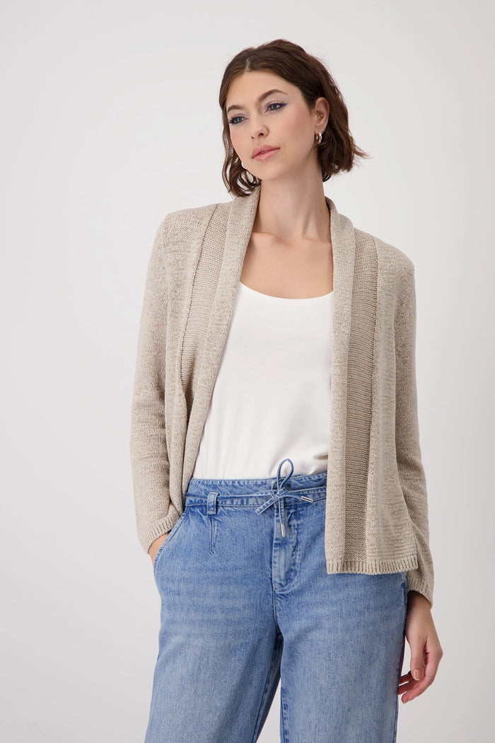 Monari Knitted open cardigan with shawl collar 409321