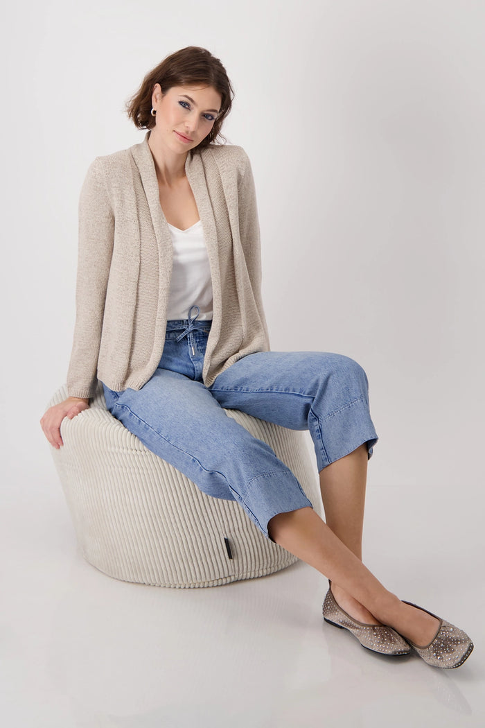 Monari Knitted open cardigan with shawl collar 409321