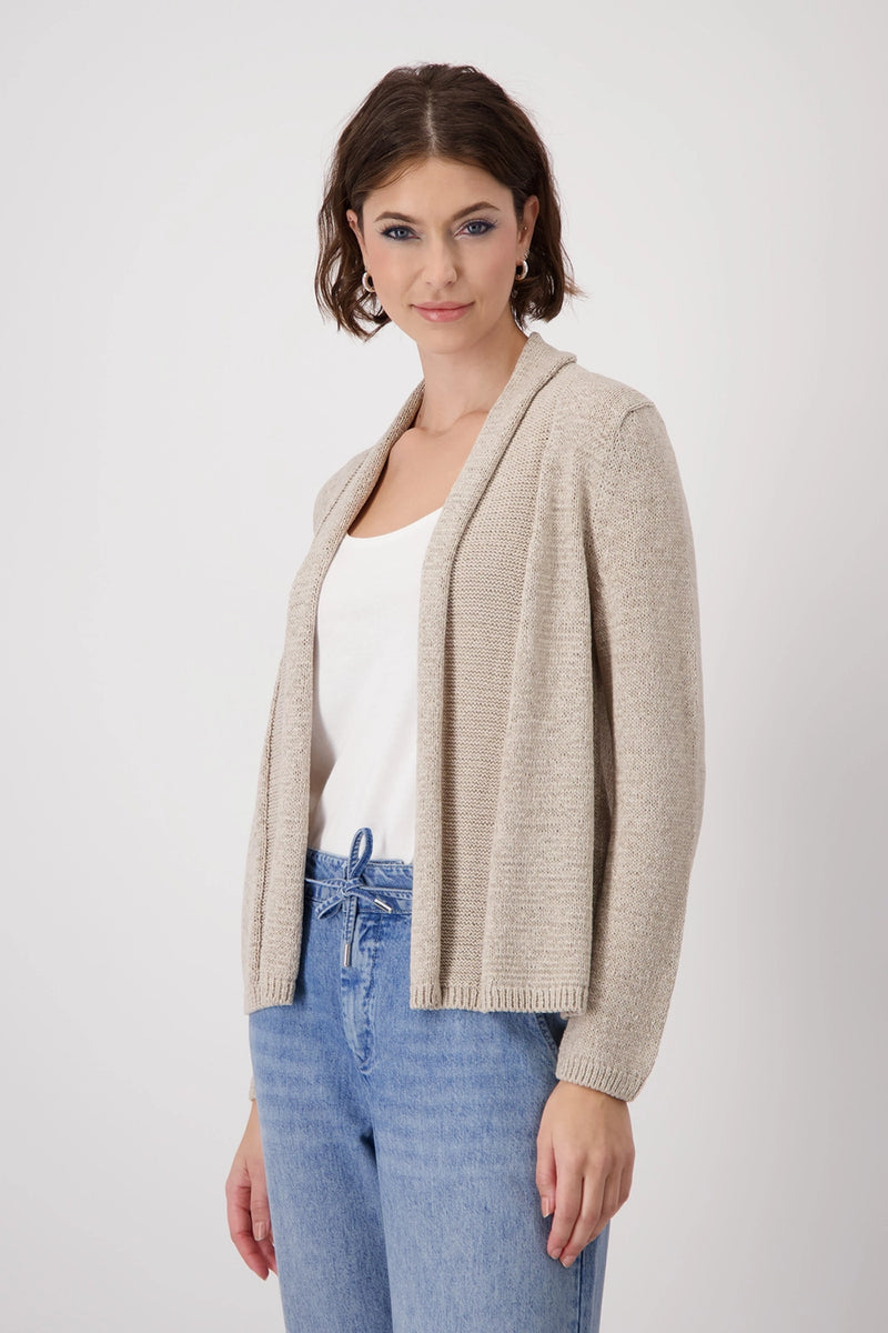 Monari Knitted open cardigan with shawl collar 409321