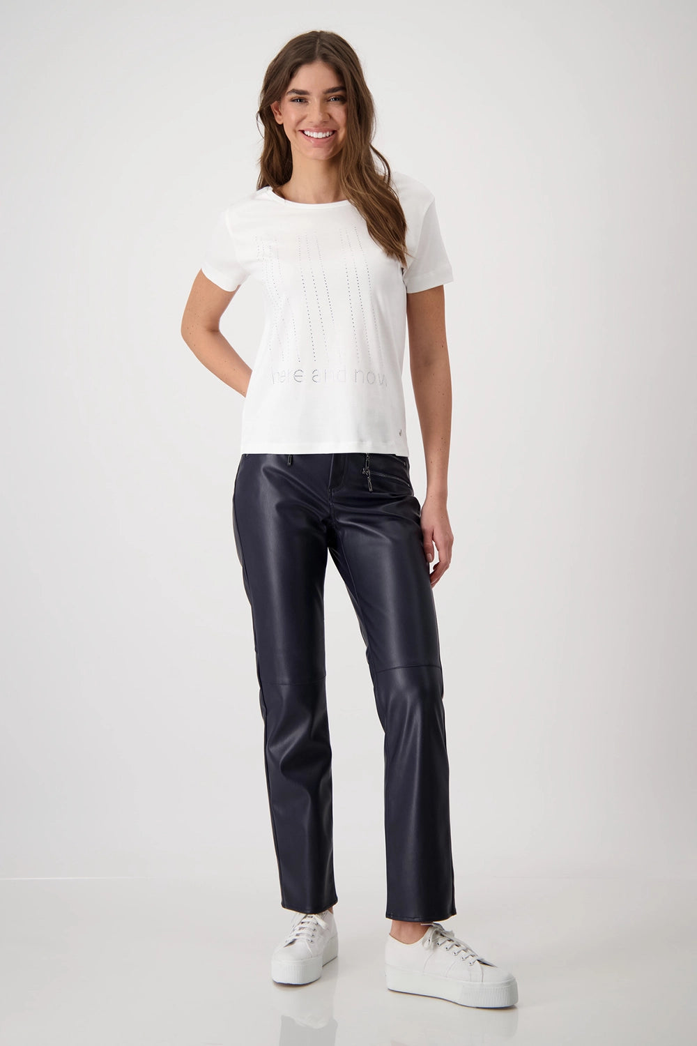 Monari T-shirt with Rhinestone Script 409374