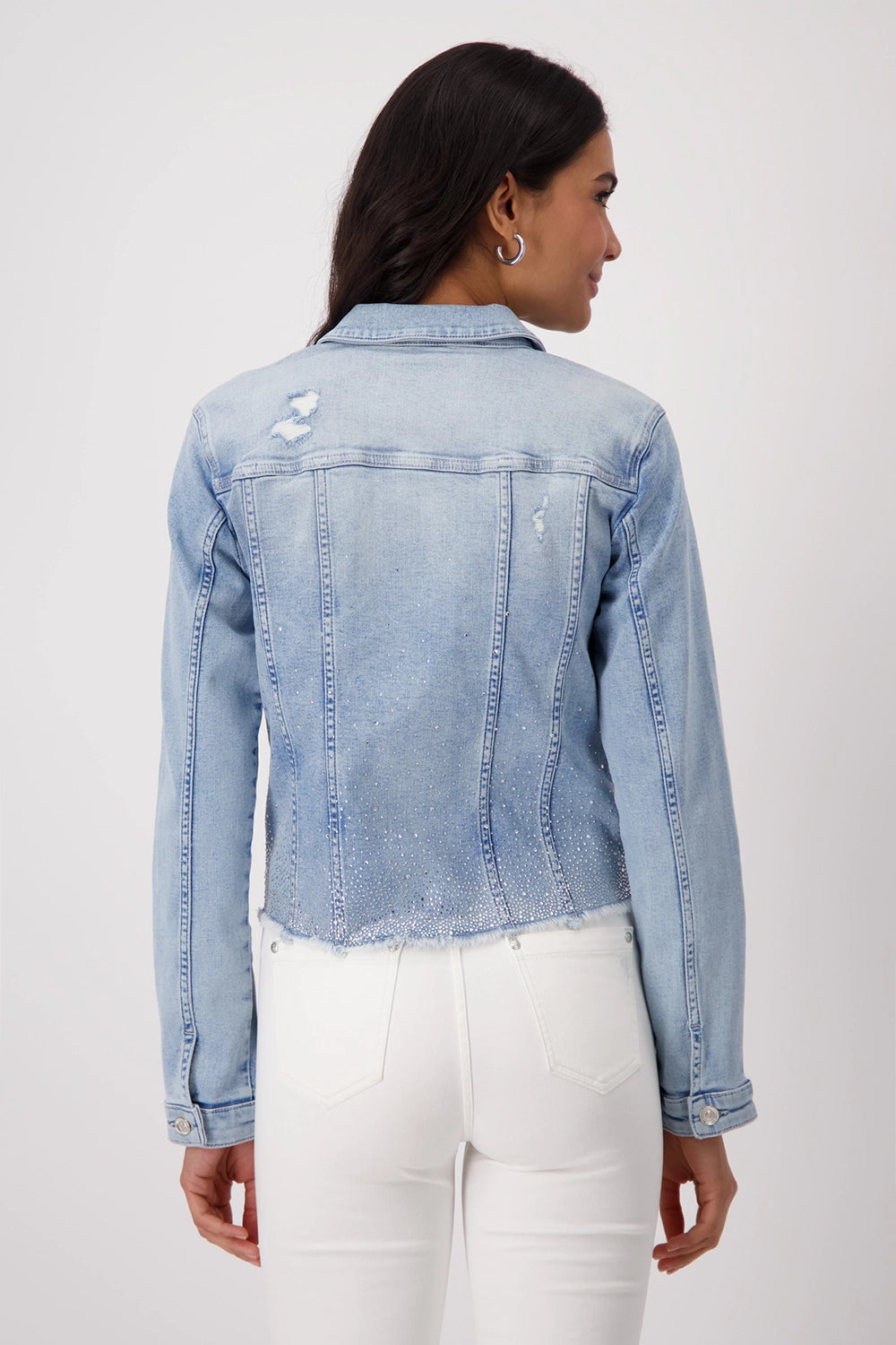 Monari Denim Jacket with Rhinestone Gradient 409385