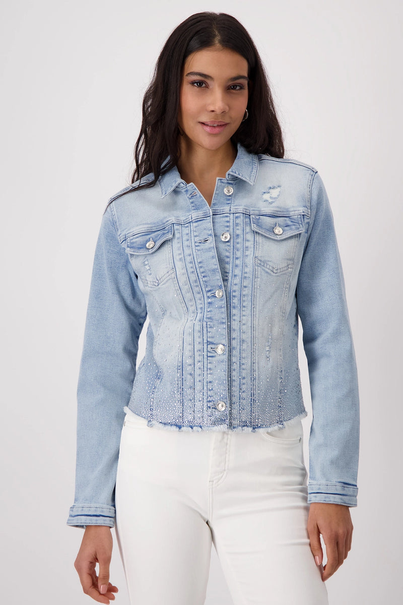Monari Denim Jacket with Rhinestone Gradient 409385