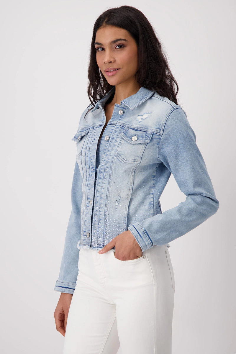 Monari Denim Jacket with Rhinestone Gradient 409385