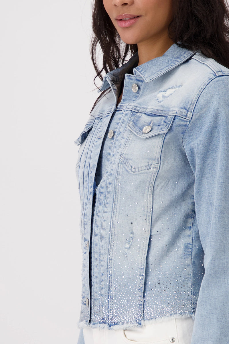 Monari Denim Jacket with Rhinestone Gradient 409385