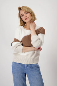 Monari Knitted jumper with intarsia pattern 409466
