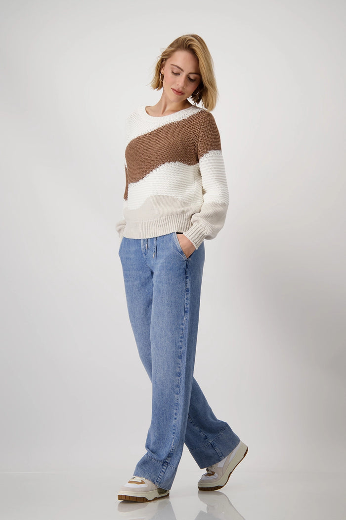 Monari Knitted jumper with intarsia pattern 409466