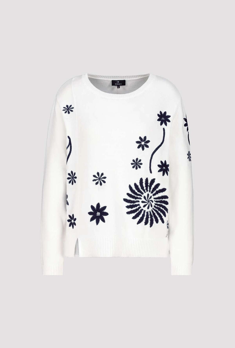 Monari Knitted Jumper with Floral Knit 409469