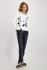 Monari Knitted Jumper with Floral Knit 409469