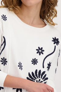 Monari Knitted Jumper with Floral Knit 409469