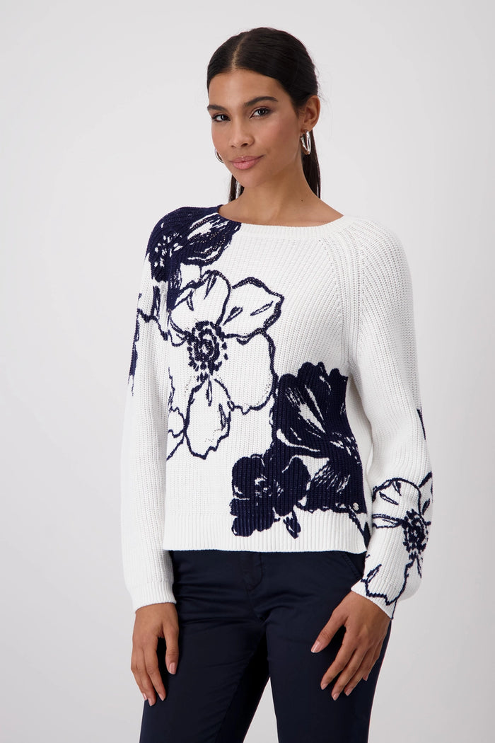 Monari Knitted Jumper with Floral Print 409475