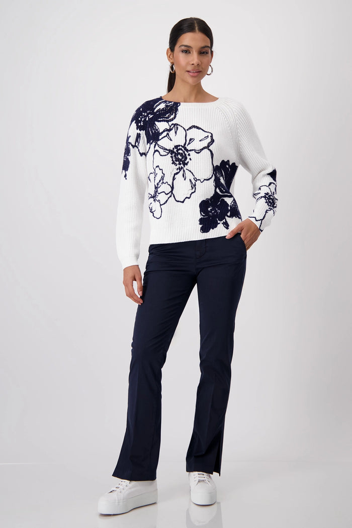 Monari Knitted Jumper with Floral Print 409475